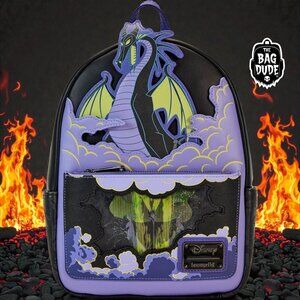 Loungefly Disney Maleficent Dragon Lenticular Glow in The Dark Mini Backpack